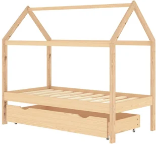 VidaXL Rama łóżka dziecięcego z szufladą, sosnowa, 80x160 cm - Łóżka dla dzieci i młodzieży - miniaturka - grafika 3