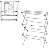 Suszarki na ubrania - Black&Decker BXAR0002 GB suszarka na pranie, kompaktowa, wysuwana, stojak na sucho, kamiennoszary, powierzchnia sucha, 7,5 m, stal malowana proszkowo, kolor zimny szary, wys. 100 x szer. 44-76 x śr. 3 - miniaturka - grafika 1