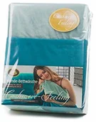 Pościel dla dzieci - Gözze dwustronna pościel, Cashmere-Feeling, poszwa na kołdrę: 135 x 200 cm, poszewka na poduszkę: 80 x 80 cm, Aqua/Petrol, 40028-55-3500 - miniaturka - grafika 1