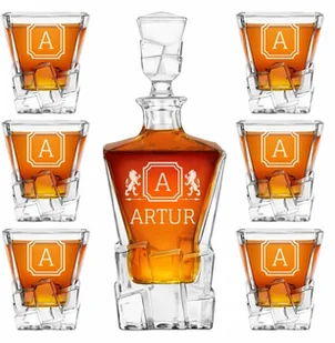 Murrano Karafka Ice Blink i 6 szklanek z grawerem dla konesera whisky KARIB_6xSZIB-036 - Karafki - miniaturka - grafika 16