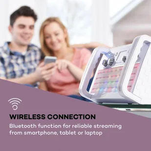 Auna DiscoFever 2.0 zestaw karaoke BT wielobarwne diody LED odtwarzacz CD/CD+G KS1-Discofever 2 WH - Inne akcesoria audio-wideo - miniaturka - grafika 4