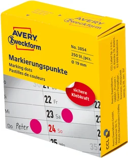 Avery Zweckform Kółka do zaznaczania w dyspenserze, trwałe, 250 szt. / rolka, $819 mm, różowe, Zweckform 3854 - Etykiety do drukarek - miniaturka - grafika 2