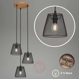 Briloner Lampa wisząca Wood & Style 4074, okrągła, 3-pkt. - Lampy sufitowe - miniaturka - grafika 3