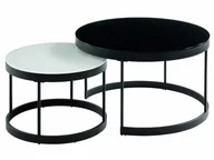 Ławy i stoliki kawowe - Vente-Unique Wsuwane stoliki kawowe BILLIE - Hartowane szkło i metal - Kolor czarny i biały - miniaturka - grafika 1