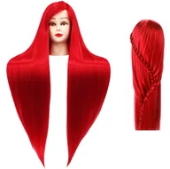 Główki treningowe - Calissimo Główka treningowa Iza 90 cm red, włos termiczny + uchwyt, , fryzjerska do czesania, głowa do ćwiczeń ILSA-RED-90CM(IZA) - miniaturka - grafika 1