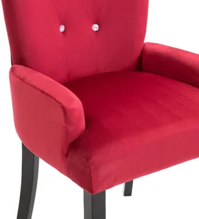 vidaXL Krzesła stołowe z podłokietnikami, 6 szt., czerwone, aksamitne - Krzesła - miniaturka - grafika 7