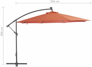 vidaXL Wiszący parasol ze słupkiem aluminiowym, 350 cm, terakotowy - Parasole ogrodowe - miniaturka - grafika 9