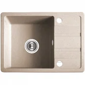 Zlewozmywaki - Laveo Stella granitowy 58x44 cm 1-komorowy z półociekaczem beżowy SJS413T - miniaturka - grafika 1