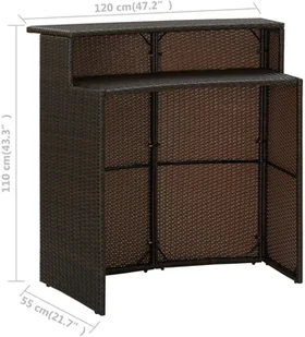 vidaXL 5-cz. zestaw mebli barowych do ogrodu, z poduszkami, brązowy 3064878 - Meble ogrodowe - miniaturka - grafika 7