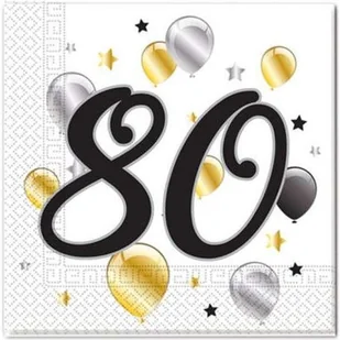 PROCOS NON-DISNEY Serwetki urodzinowe 80-tka - 33 cm - 20 szt. 88871 - Dekoracje i nakrycia stołu na imprezę - miniaturka - grafika 2