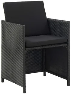 vidaXL 11-cz. zestaw mebli ogrodowych z poduszkami, rattan PE, czarny 46533 - Meble ogrodowe - miniaturka - grafika 6
