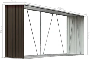 vidaXL Wiata na drewno, stal galwanizowana, 330 x 84 x 152 cm, brązowa - Garaże i wiaty - miniaturka - grafika 7