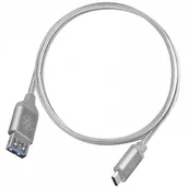Kable USB - Silverstone SST-CPU05S-500 obustronny kabel USB Type-C do USB Type-A pokryty nylonem wytrzymały 0.5m srebrny 52034 - miniaturka - grafika 1