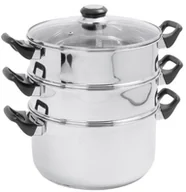 Szybkowary - Crealys crealys 503443 szybkowar parowy 3-krotnie ze stali nierdzewnej, z pokrywką szklaną, średnica: 24 cm 503443 - miniaturka - grafika 1