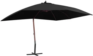 vidaXL Wiszący parasol na drewnianym słupku, 400x300 cm, czarny vidaXL - Parasole ogrodowe - miniaturka - grafika 3
