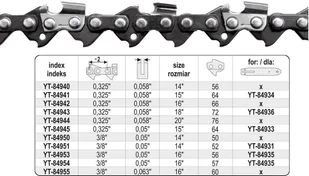 Yato ańcuch tnący do pilarki 14" 3/8" 0,05" 52 pół dłuto YT-84951 - Tarcze do pił - miniaturka - grafika 3
