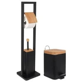 Kosze na śmieci - FENIKS Yoka Home Zestaw łazienkowy 2-elementowy - i stojak 2w1 - czarny bambus - Yoka CH.SIDO-BLK_PD.BARCA-BLK - miniaturka - grafika 1