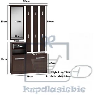 Topeshop GARDEROBA GARDEROBA WIESZAK LUSTRO SZAFKA NA BUTY BETON - Szafki na buty - miniaturka - grafika 3