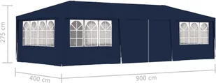 vidaXL Namiot imprezowy ze ściankami, 4x9 m, niebieski, 90 g/m - Pawilony ogrodowe - miniaturka - grafika 10