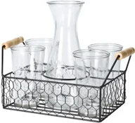 Karafki - Komplet 4 szklanek i karafki 1 l w metalowym stojaku Excellent - miniaturka - grafika 1