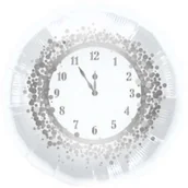 Sylwester - Folat Balon foliowy 18" CIR "Zegar Happy New Year" biało-srebrny 1 szt FL63116 - miniaturka - grafika 1