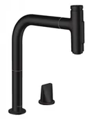 Baterie kuchenne - Hansgrohe Metris Select M71 Bateria kuchenna z wyciąganą wylewką sBox czarny mat 73818670 - miniaturka - grafika 1