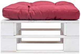 vidaXL Ogrodowy stołek z palet z czerwoną poduszką, biały, drewno FSC vidaXL - Pozostałe meble ogrodowe - miniaturka - grafika 2