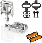 Pedały rowerowe - Pedały rowerowe spd platformowe XLC PD S20 + bloki 2w1 srebrne - miniaturka - grafika 1