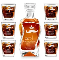 Karafki - Murrano Zestaw Karafka Łamana z 6 Szklankami Grawer Urodzinowa KARK_6xSZC-014 - miniaturka - grafika 1