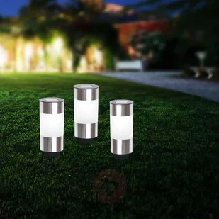 Globo Lighting Solarna lampa cokołowa LED Valea, stal szlachetna - Lampy ogrodowe - miniaturka - grafika 2