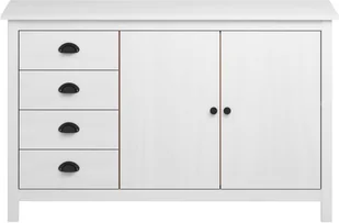 vidaXL Komoda Hill Range, biała, 130x40x80 cm, lite drewno sosnowe - Komody - miniaturka - grafika 2