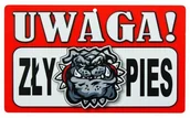 Akcesoria do bram - Znak informacyjny UWAGA! ZŁY PIES - miniaturka - grafika 1