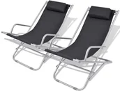 Leżaki ogrodowe - vidaXL Leżak rozkładany, 2 szt, kolor czarny, stal, 69 x 61 94 cm - miniaturka - grafika 1