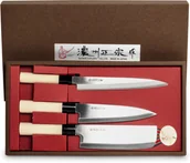 Noże kuchenne - Satake Cutlery Zestaw 3 noży japońskich Houcho - Sashimi + Santoku + Nakiri - 6088009 - miniaturka - grafika 1