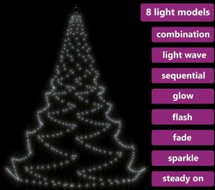 vidaXL Choinka ścienna z hakiem, 720 diod LED, zimna biel, 5 m! 328645 - Lampy ogrodowe - miniaturka - grafika 4