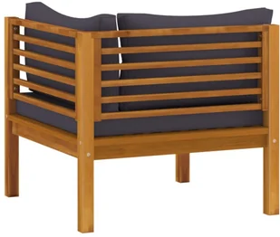 vidaXL Siedziska narożne z ciemnoszarymi poduszkami, 2 szt., akacjowe - Komplety wypoczynkowe - miniaturka - grafika 7