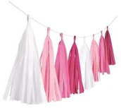 Gadżety dla niej i dla niego - Amscan Girlanda z frędzlami białymi i różowymi 1 szt 9904611 - miniaturka - grafika 1