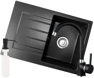 Kuchinox Zlewozmywak Granitowy Cały Czarny Szary + Syfon - Zlewozmywaki - miniaturka - grafika 4