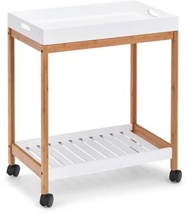 Zeller Stolik pomocniczy, wózek m. taca, Bamboo/MDF biały 18863 - Wózki kuchenne - miniaturka - grafika 2
