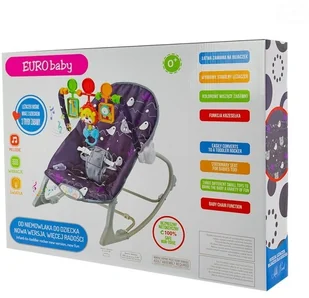 Euro Baby LEŻACZEK LITTLE FOREST PURPLE EB358 - Leżaczki i huśtawki - miniaturka - grafika 2