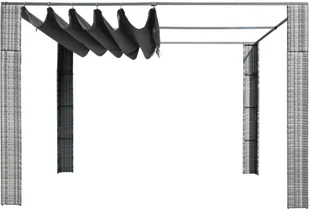 vidaXL Altana z dachem, polirattan, 300x300x200cm, szary i antracytowy - Altany ogrodowe - miniaturka - grafika 2