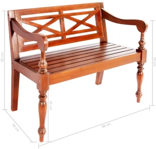 vidaXL Ławka Batavia, lity mahoń, 98 x 50 x 82 cm, ciemnobrązowa - Ławki ogrodowe - miniaturka - grafika 7