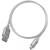 Kable USB - Silverstone SST-CPU05S-500 obustronny kabel USB Type-C do USB Type-A pokryty nylonem wytrzymały 0.5m srebrny 52034 - miniaturka - grafika 1