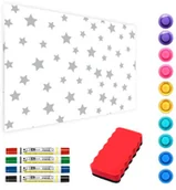 Tablice i flipcharty - Allboards Tablica magnetyczna metalowa SZARE GWIAZDKI 90x60cm MetalBoards blacha z nadrukiem na wszystkie rodzaje magnesów + zestaw akcesoriów GRATIS MB96_00037 - miniaturka - grafika 1