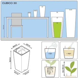 Lechuza Donica Cubico 30 ALL-IN-ONE, taupe, wysoki połysk, 18214 - Donice - miniaturka - grafika 6