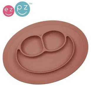 EZPZ Silikonowy Talerzyk z Podkładką Mały 2w1 Mini Mat Brązowy - Miseczki i talerzyki dla dzieci - miniaturka - grafika 2