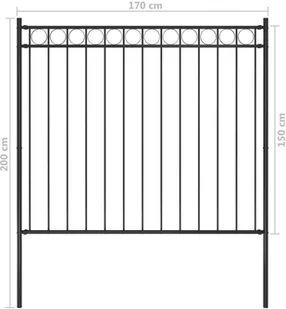 VidaXL Panel ogrodzeniowy, stalowy, 1,7 x 1,5 m, czarny 146315 - Ogrodzenia - miniaturka - grafika 4
