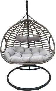 SASKA GARDEN Huśtawka fotel wiszący 2 osobowy Duet Luxe szary - Fotele ogrodowe wiszące - miniaturka - grafika 3