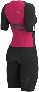 CompresSport Strój triathlonowy damski AERO SS TRISUIT czarno-różowy - Bielizna sportowa męska - miniaturka - grafika 5