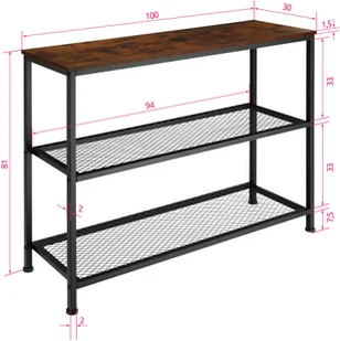 tectake Stolik konsolowy, regał Bristol - industrialny ciemny 404200 - Konsole i sekretarzyki - miniaturka - grafika 6